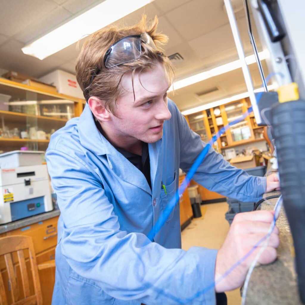 A chemistry student in the lab