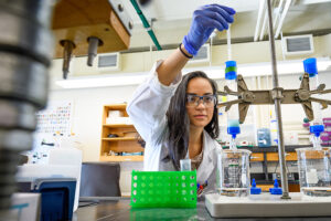 girl in biochemistry lab