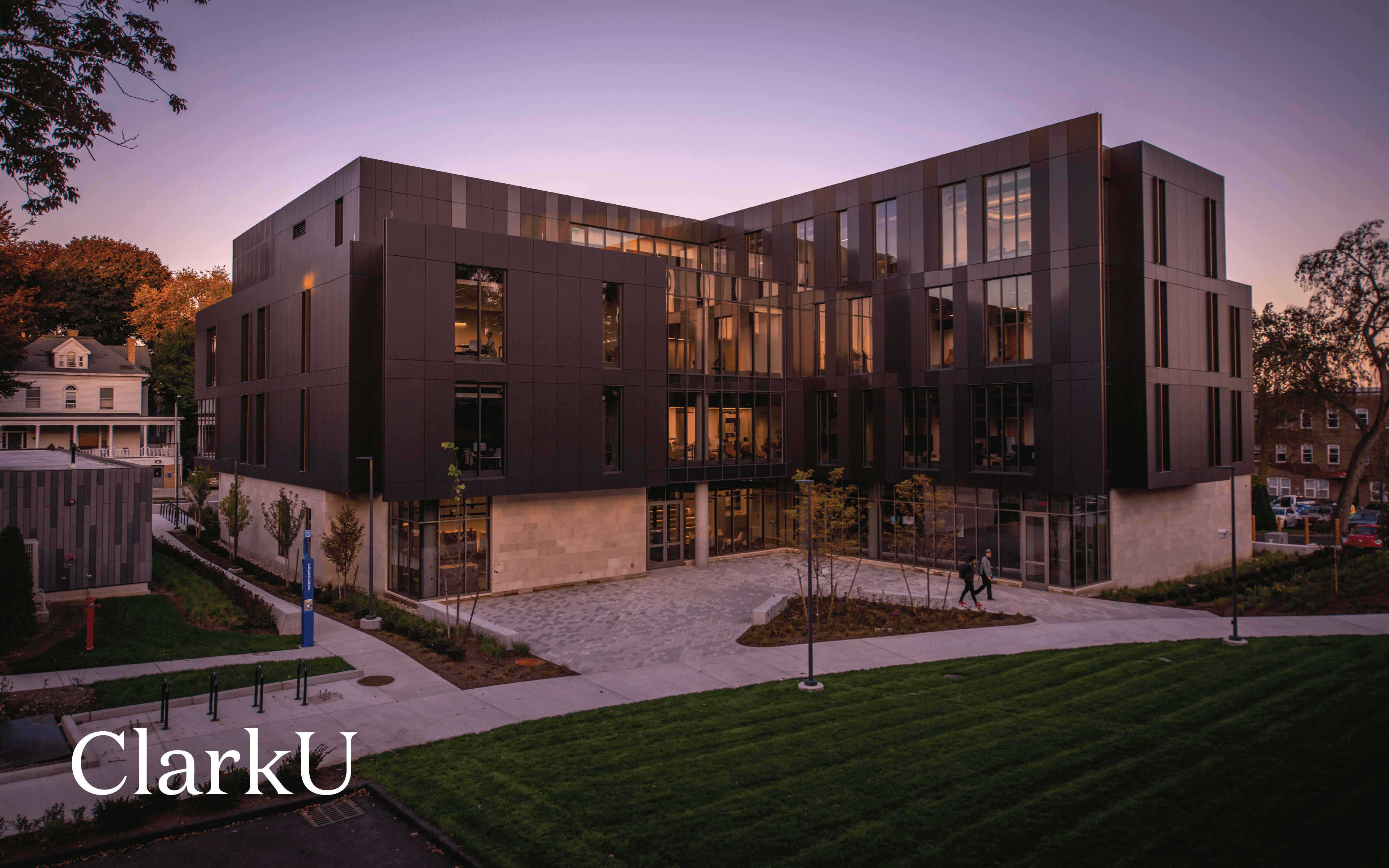 dusk falling on new campus Media building