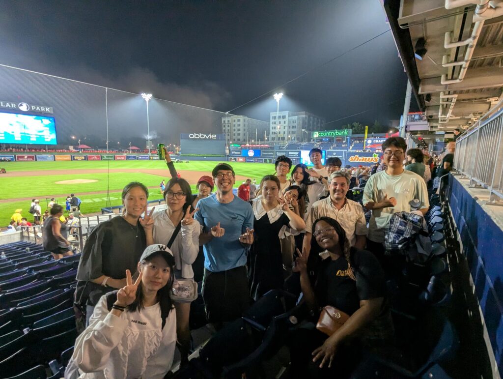 students at baseball game