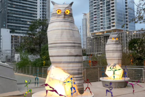 Kempelen's Owls Scuplture in Austin, Texas