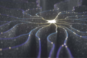 Futuristic graphic with lights signifying a neural network