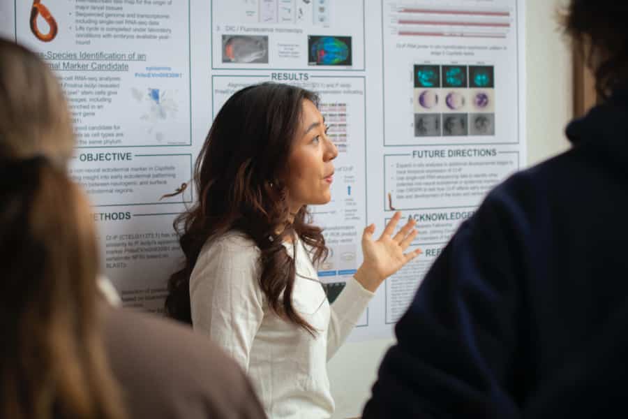 a student presents her research at ClarkFEST