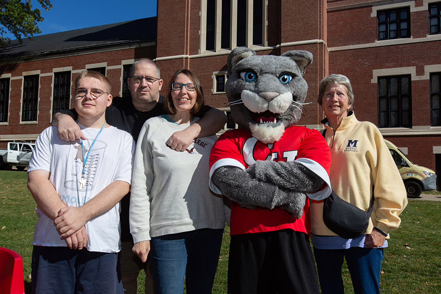 family with mascott