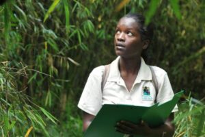 a student working on field research
