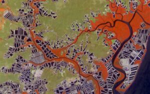 Satellite map of aquaculture ponds