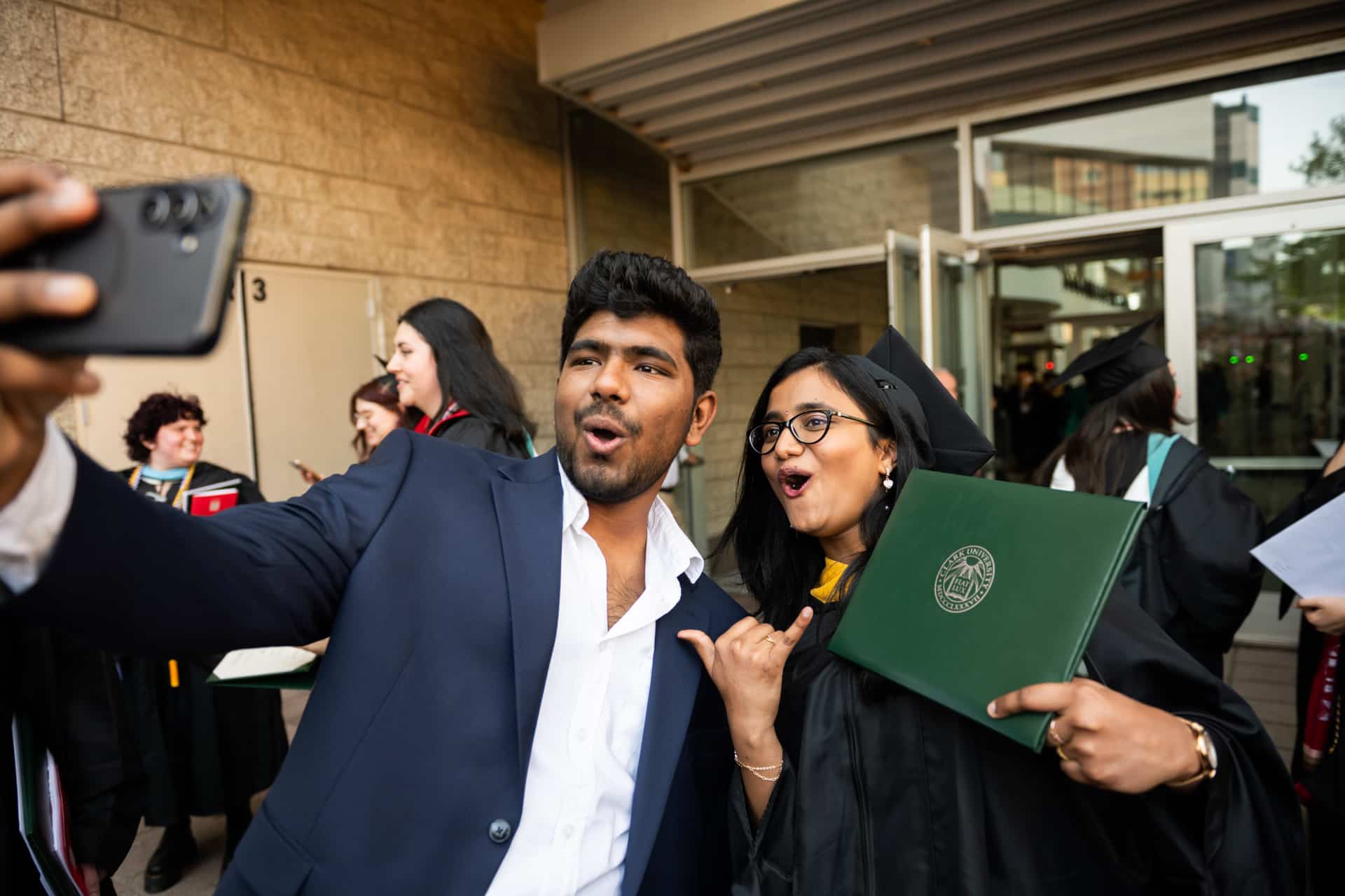 A recent grad takes a selfie