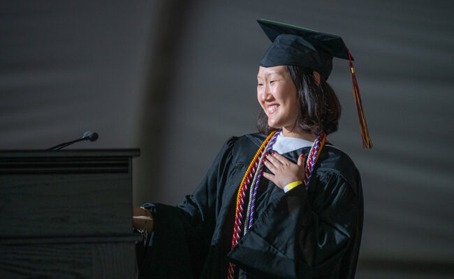 Girl at podium