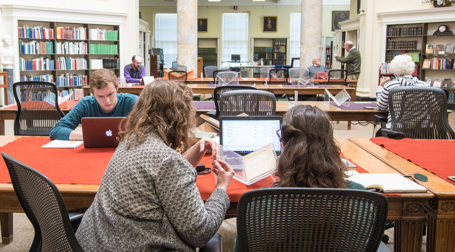 people in a library