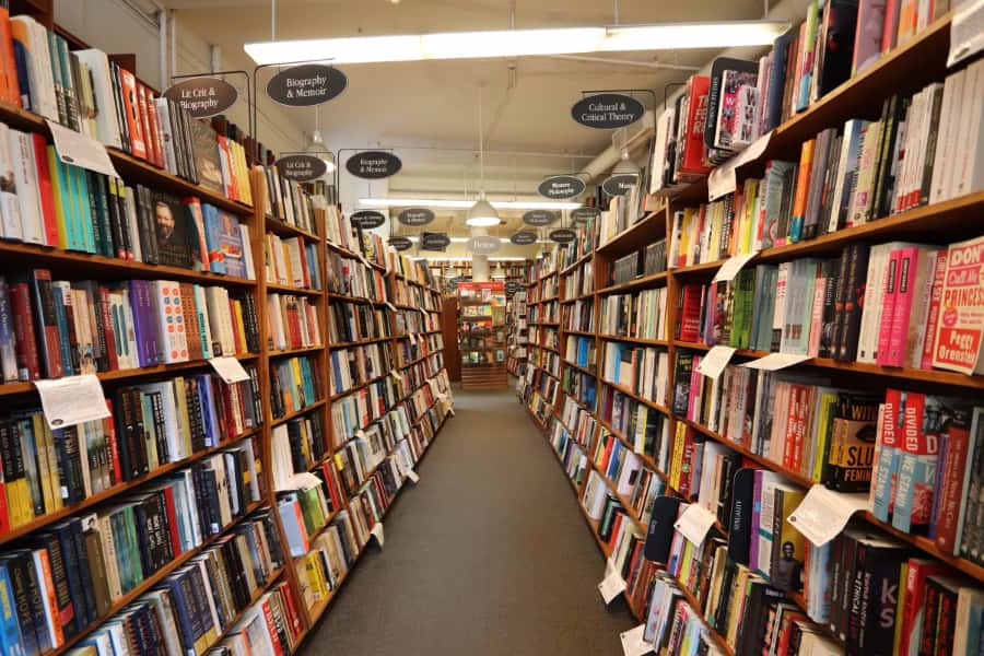 bookstore shelves