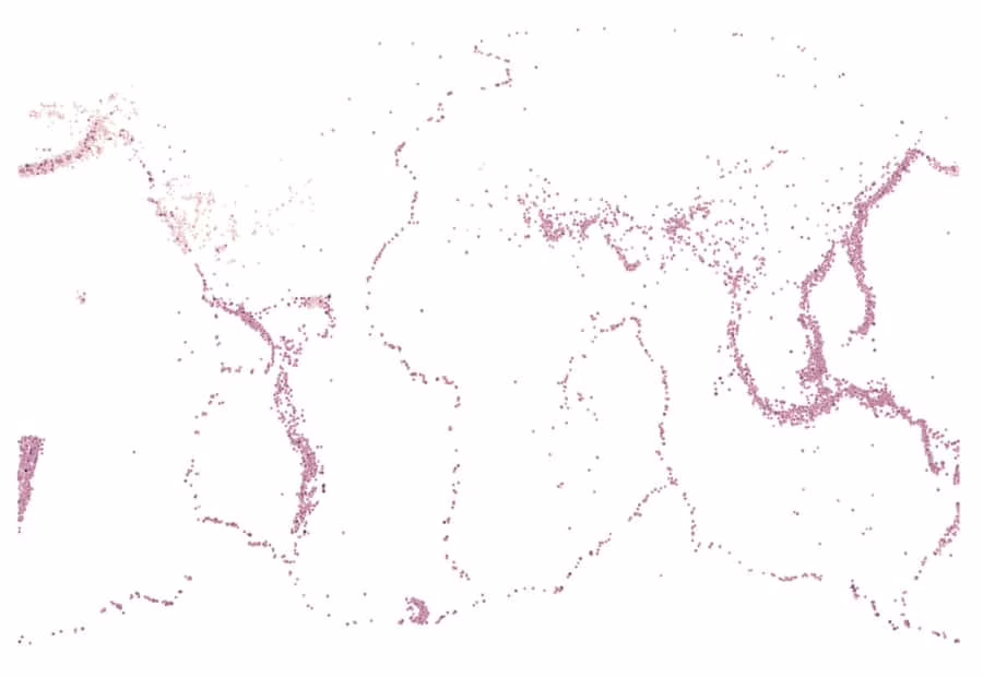 pinpoints showing seismic activity on a map