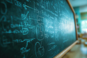 caulk board with mathematical foundations written on it