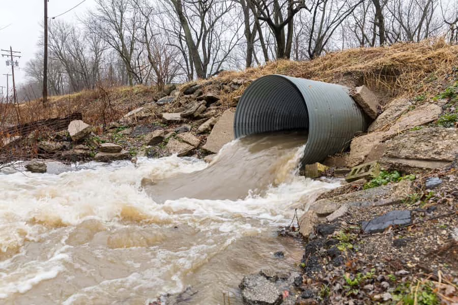 a pipe draining stormwater