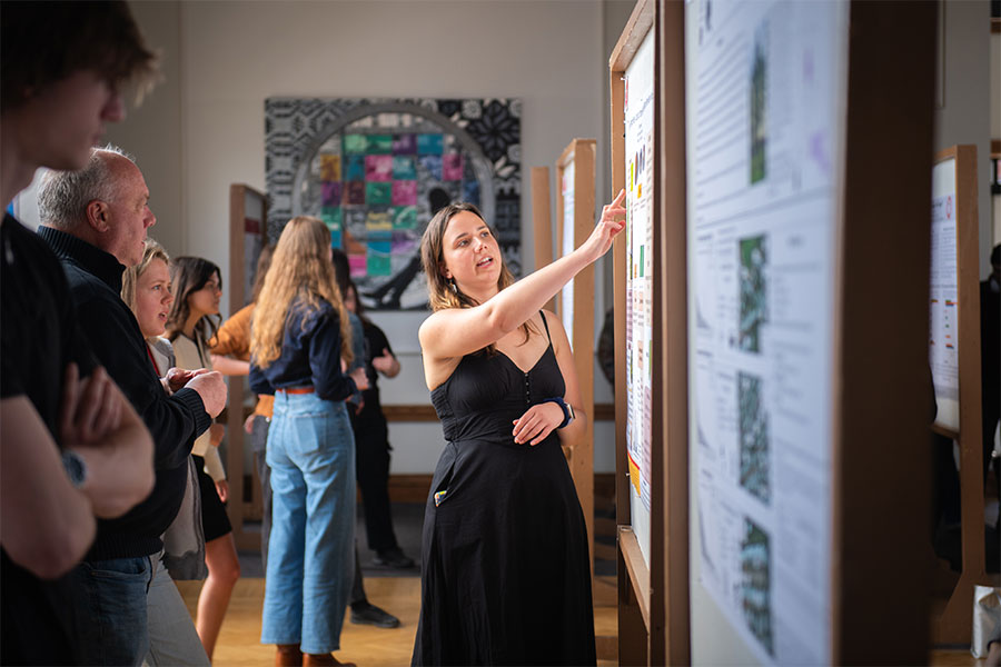 Student presenting research at ClarkFEST 2024
