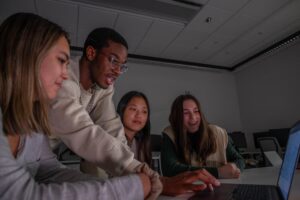 students at table