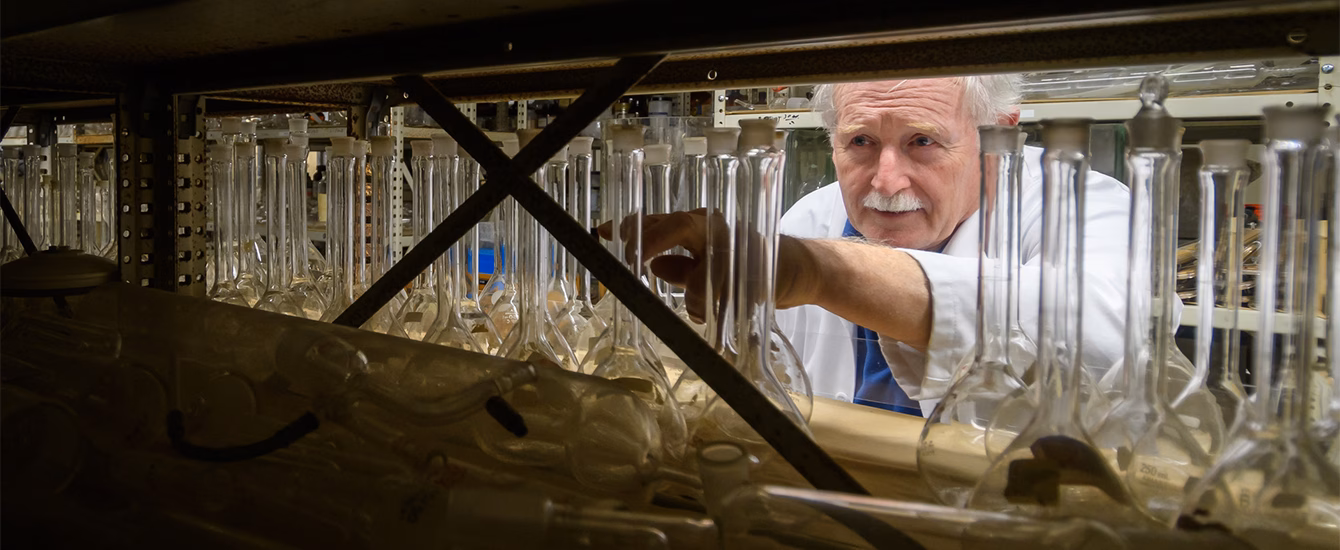 Frank Abell in the chemistry lab