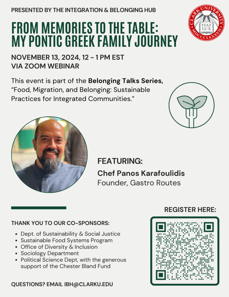 Poster for Chef Panos Belonging Talk