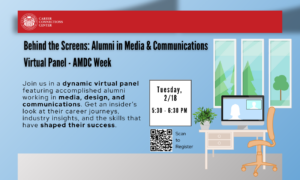 Behind the Screens: Alumni in Media & Communications Virtual Panel - AMDC Week
