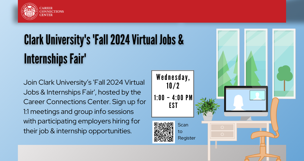 Clark University’s ‘Fall 2024 Virtual Jobs & Internships Fair’