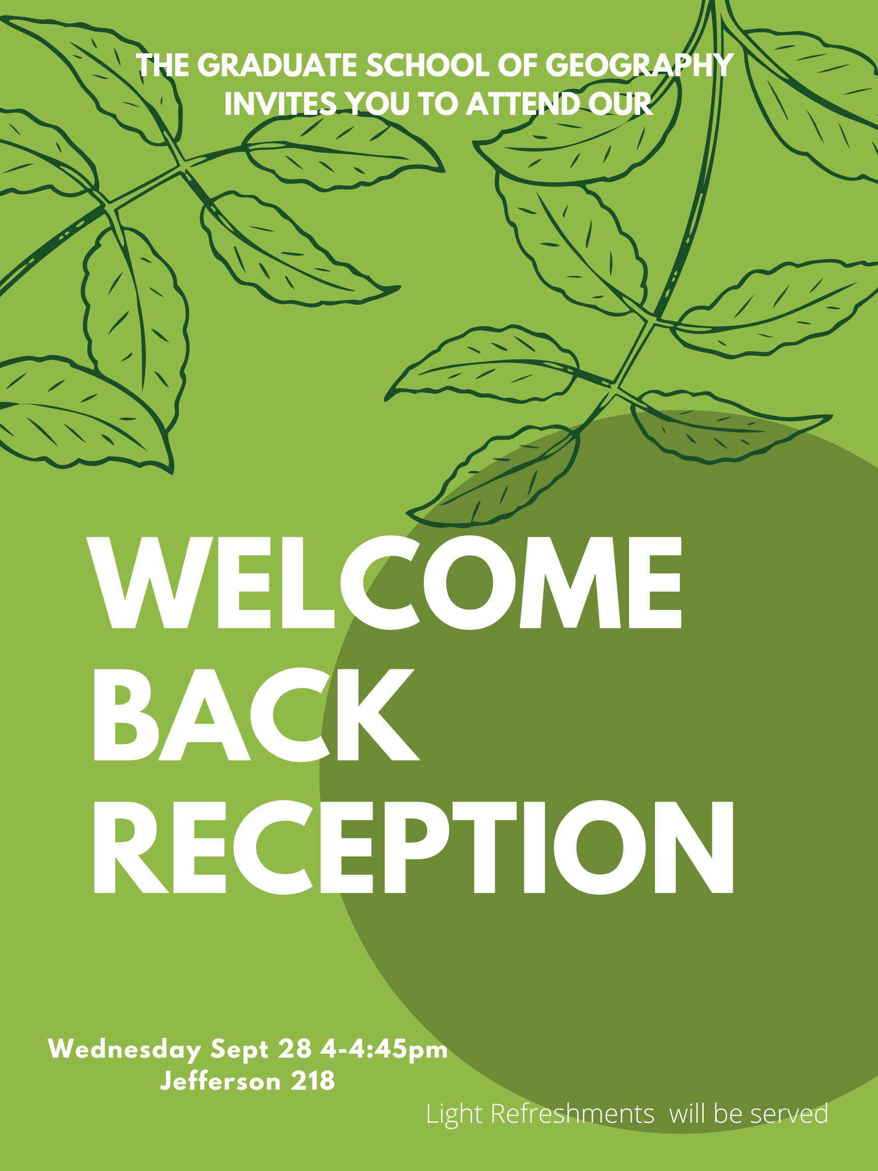 Graduate School of Geography – Welcome Back Reception