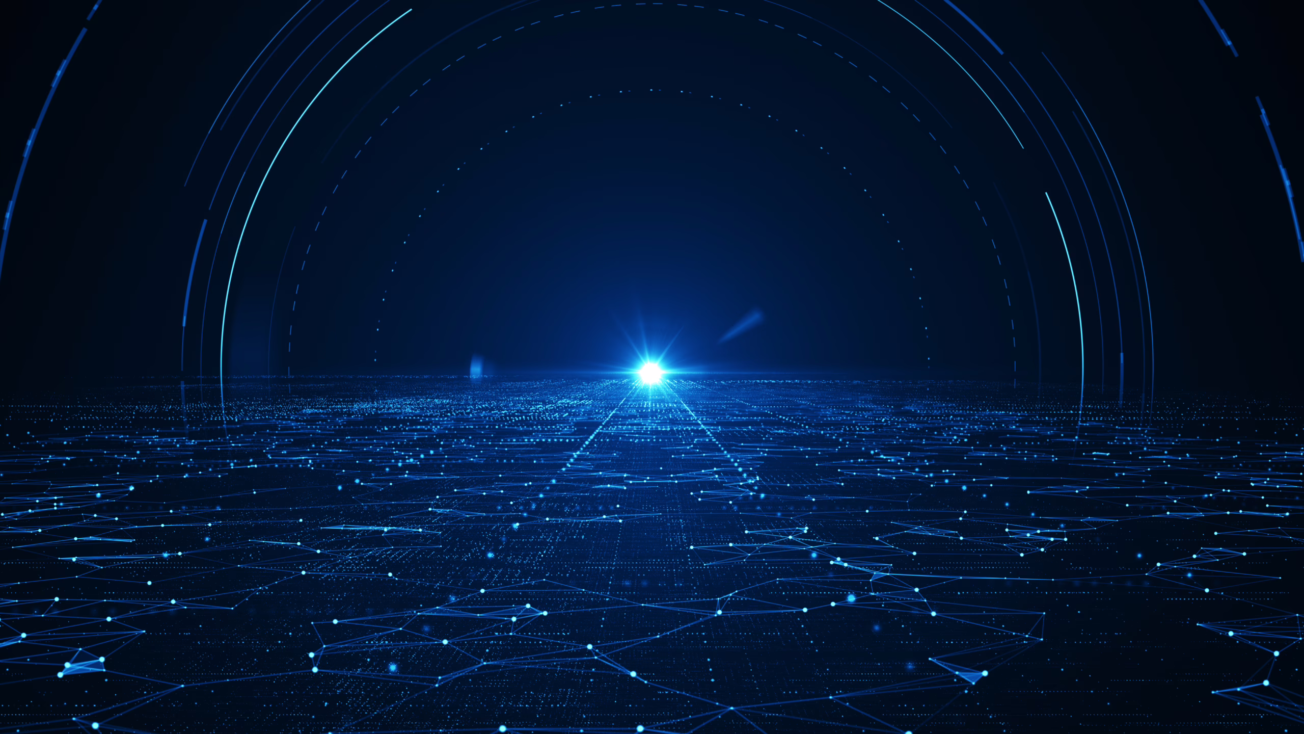 Light shining over a digital network