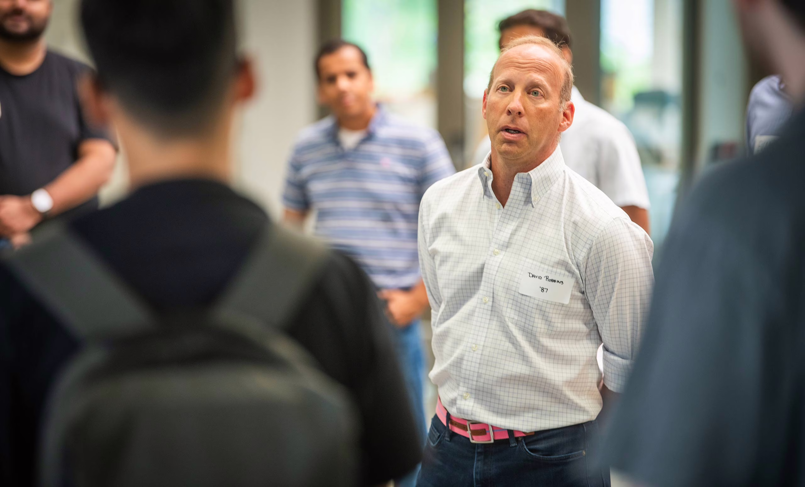 David Robbins '87 speaks to computer science students at an alumni panel event.