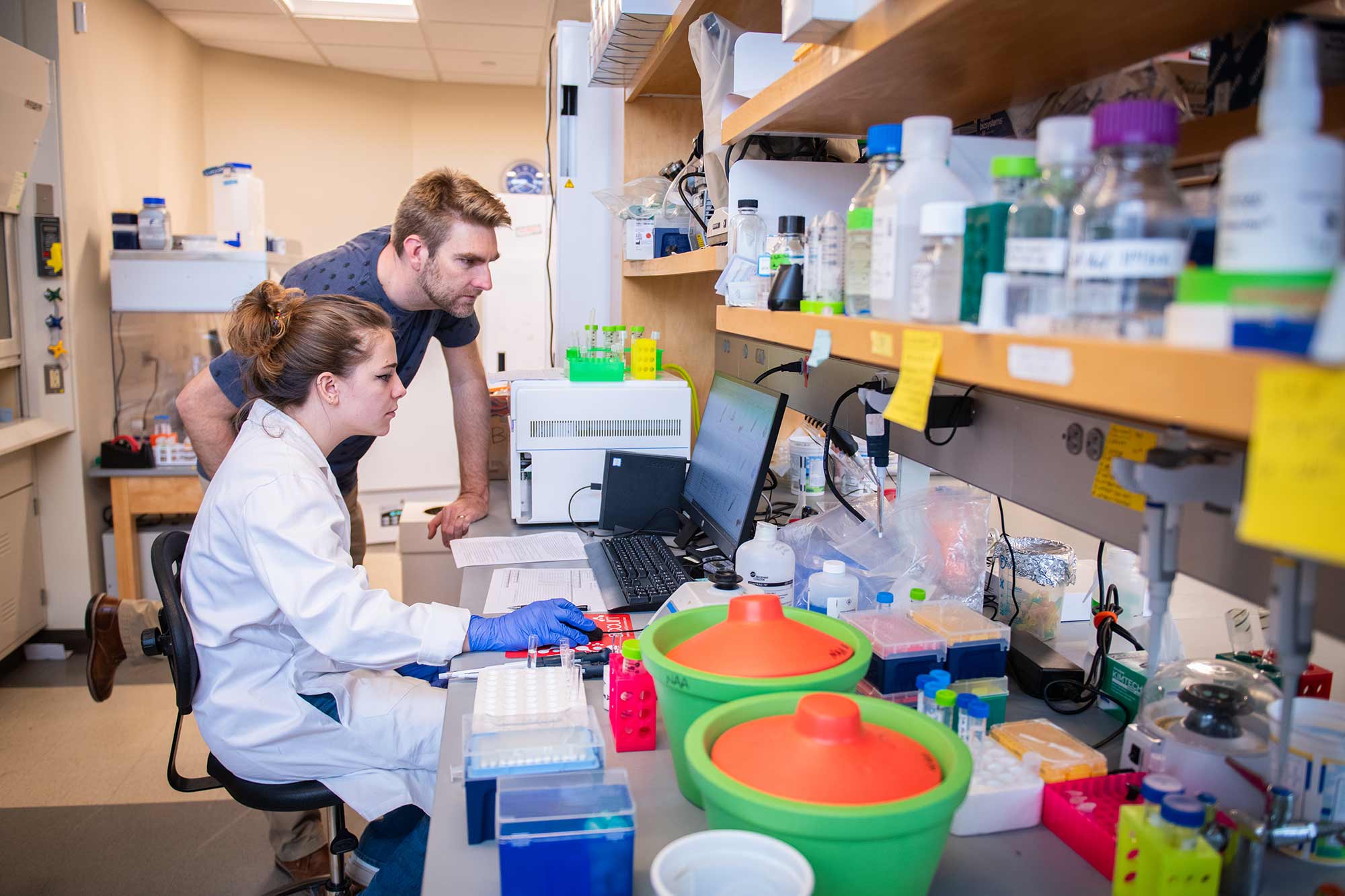 Devon Roase Leaver and Nathan Algren discuss her work in the lab