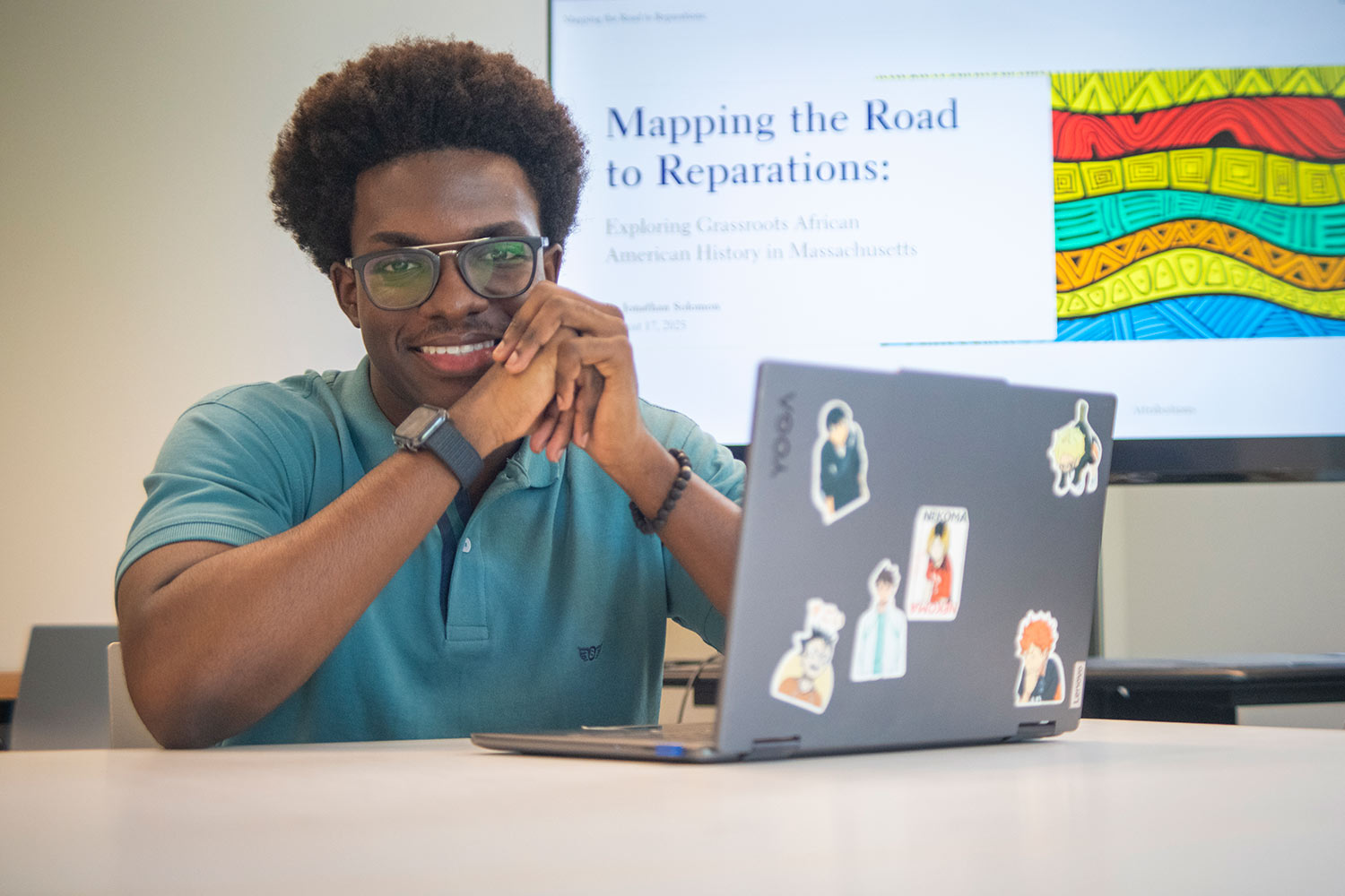 Jonathan Soloman worked with Professor Ousmane Power-Greene on mapping municipalities or organizations that are involved in reparations efforts, from grassroots initiatives to education or activism.