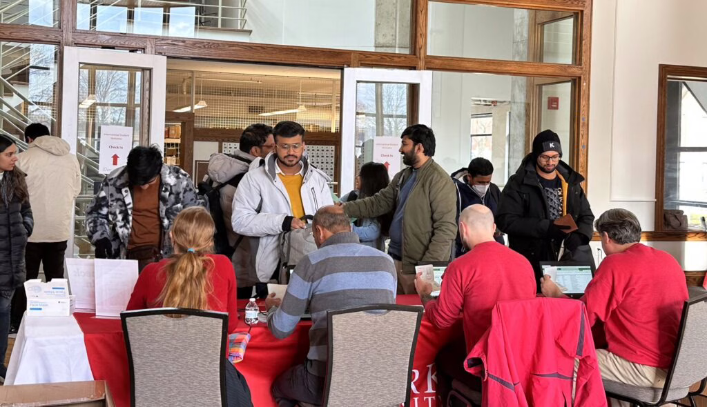 international students coming in to Tilton hall