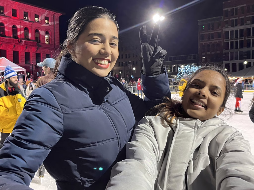 students ice skating