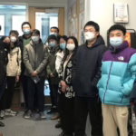 Chinese students with masks on