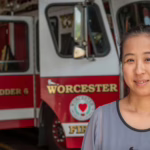 Ching Mei Wu, Clark graduate student, at the Worcester Fire Department