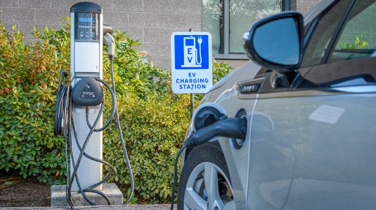 Electric vehicle charging station at Clark University