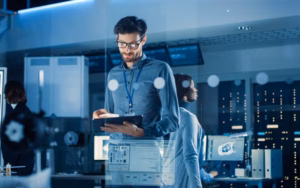 Man standing in computer lab