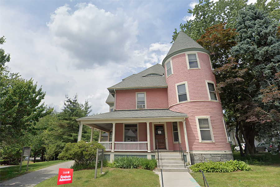 grad house - pink house