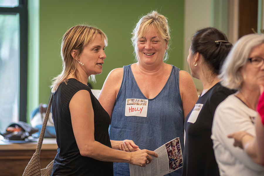 volunteers discussing education