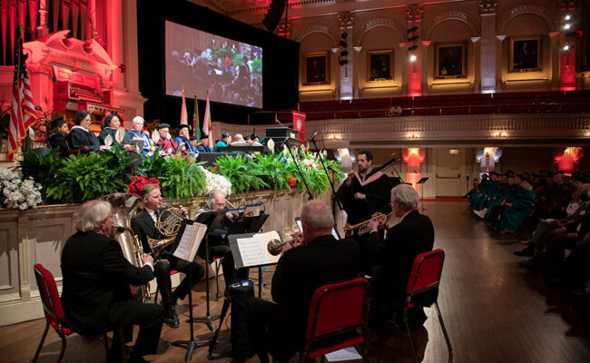 musicians playing their instruments at inauguration