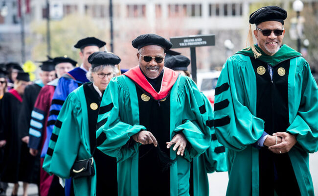 Clark faculty members in processional