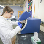 Student working in a science lab