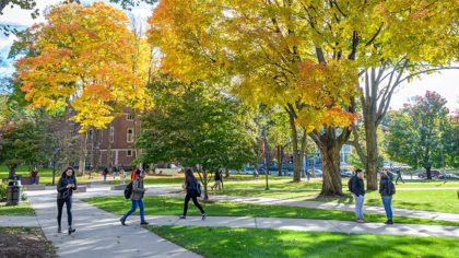 Students walking on campus