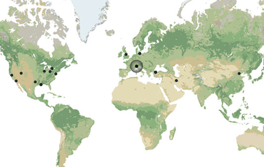 Map of the world with pinpoints