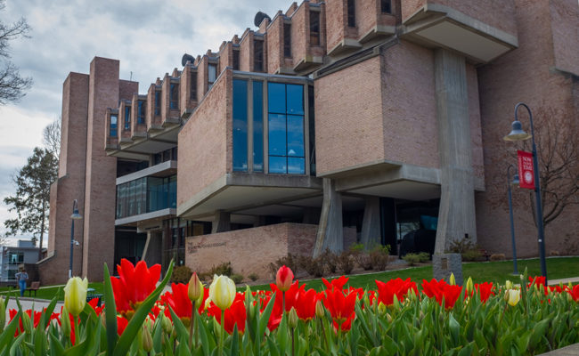 goddard Library with tuillips