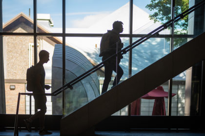 students walking up stairs