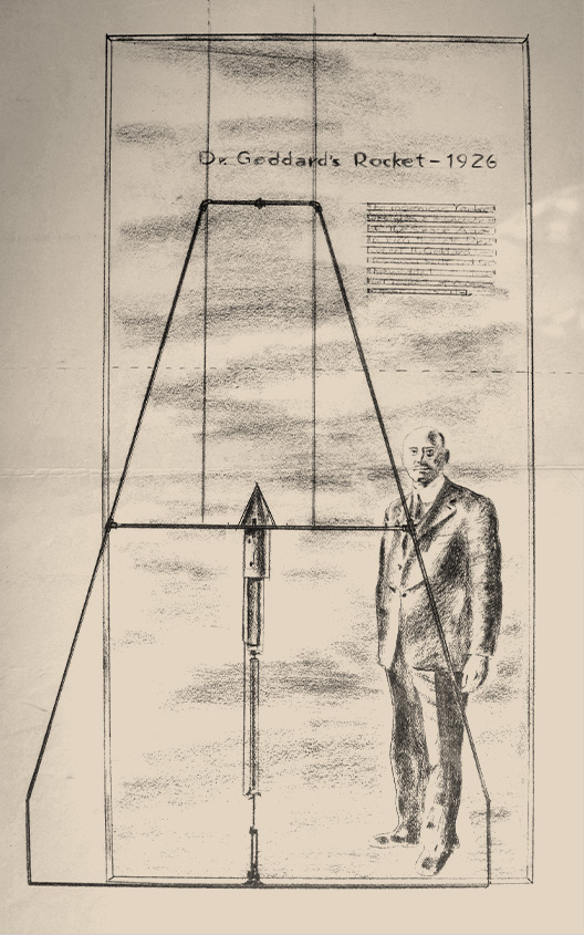 Illustration of Dr. Goddard's Rocket, 1926