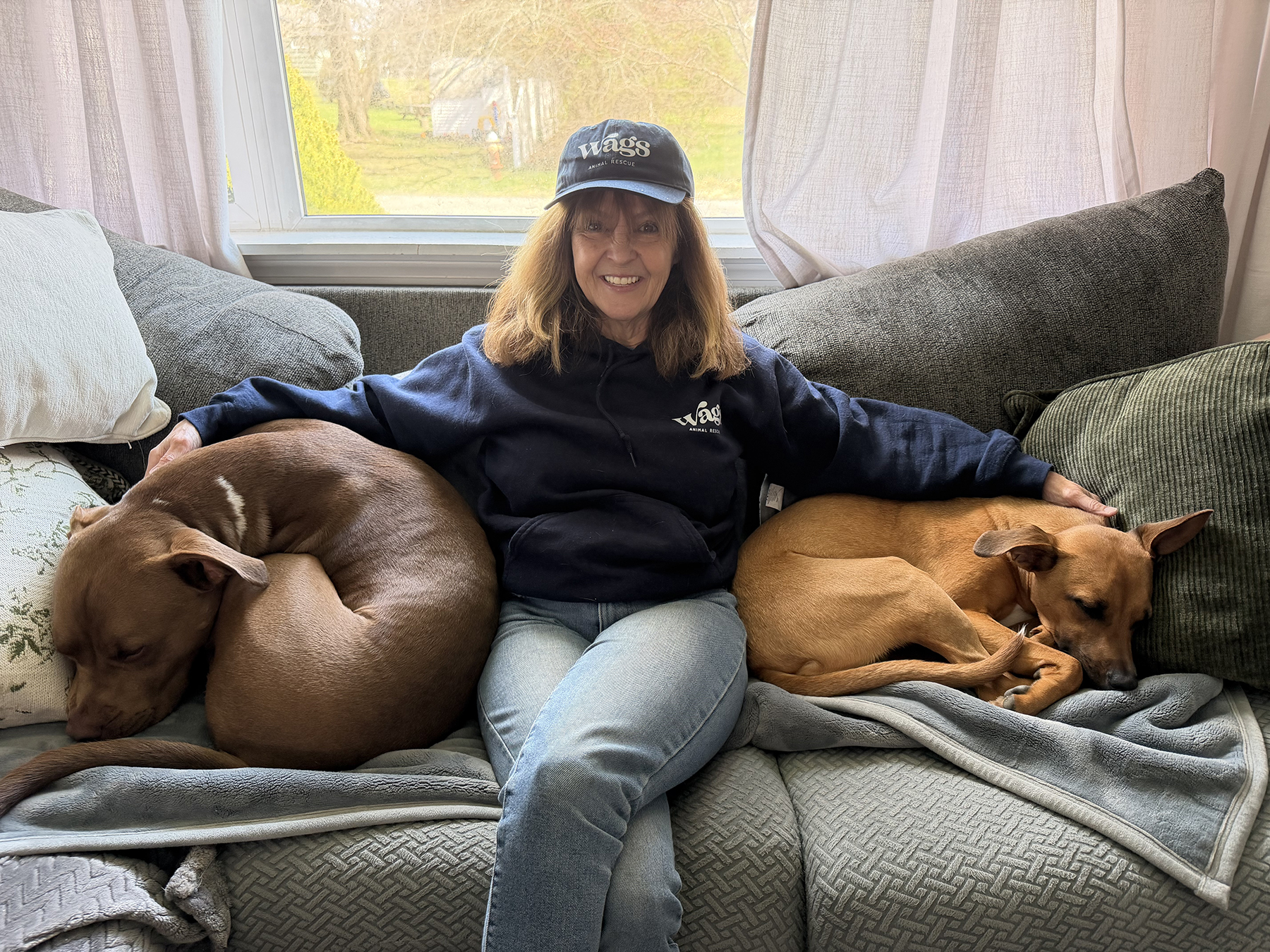 Sue Furtado with two WAGS rescue dogs