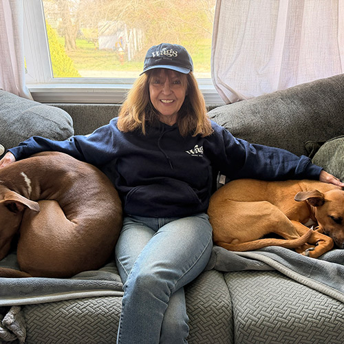 Sue Furtado with two WAGS rescue dogs