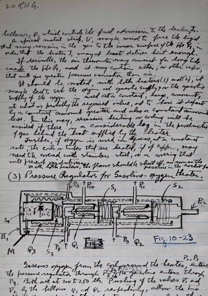 Selection from the journal of Robert H. Goddard with diagrams and handwritten notes, Clark University