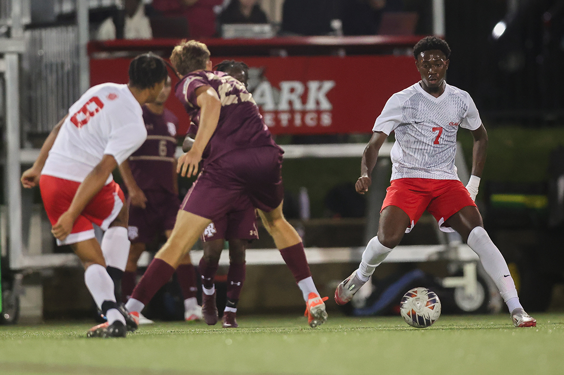 Jordan Adeyemi ready to kick the ball during a soccer game