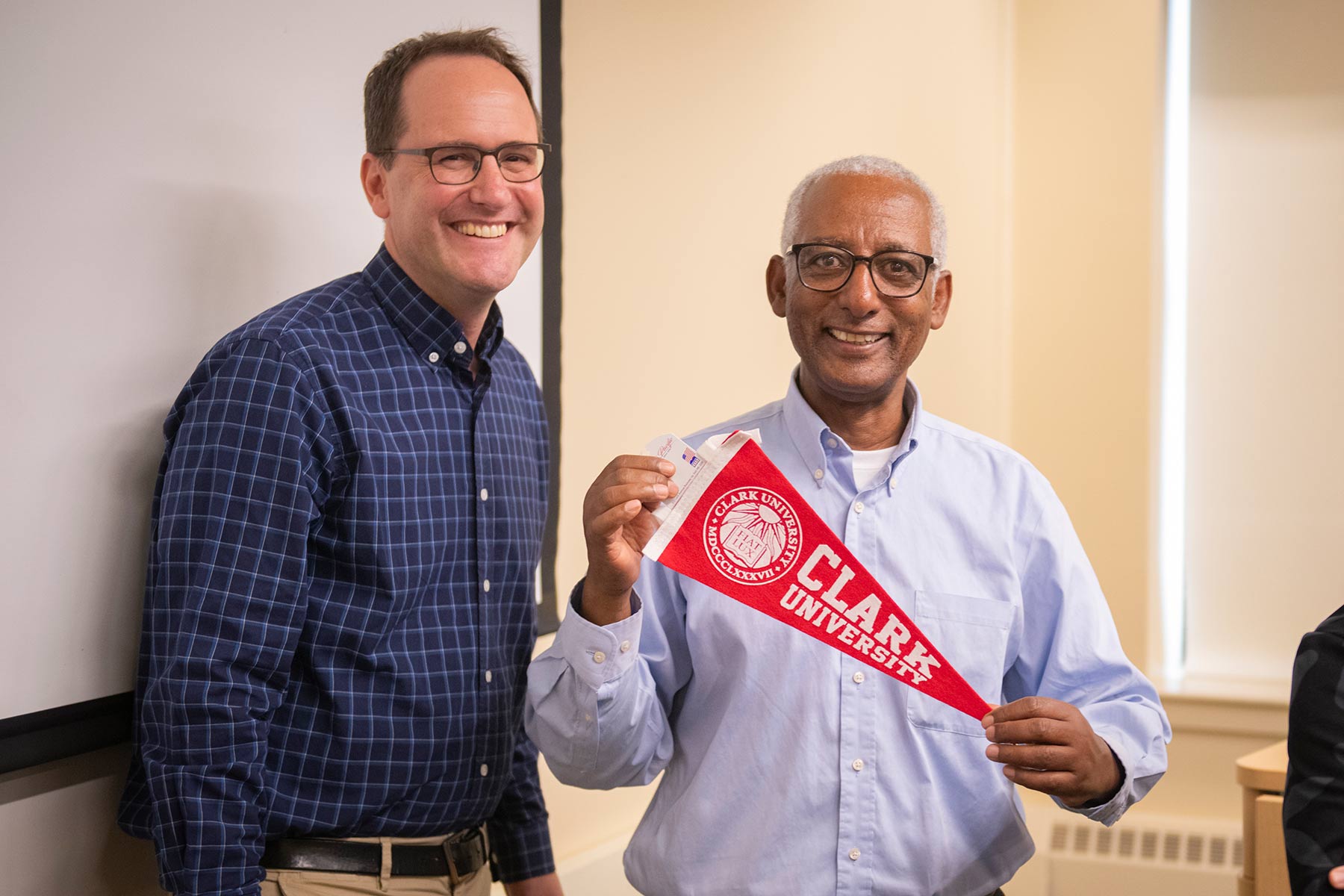 Professor Morgan Ruelle with Teferi Abate, a senior research anthropologist at Yale and an expert on agrarian practices in Ethiopia’s Wollo region.