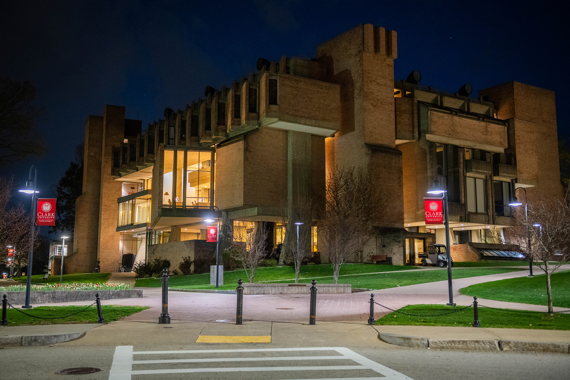 Goddard Library - night view of building